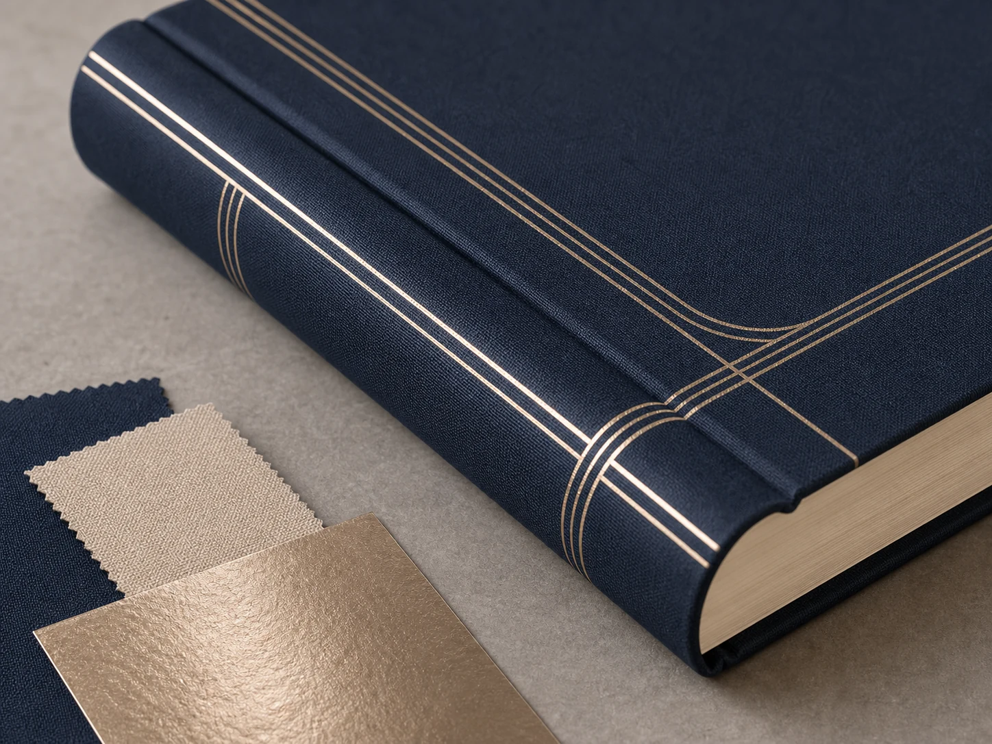 Decorative hardcover detail with cover, spine, and foil-like accents