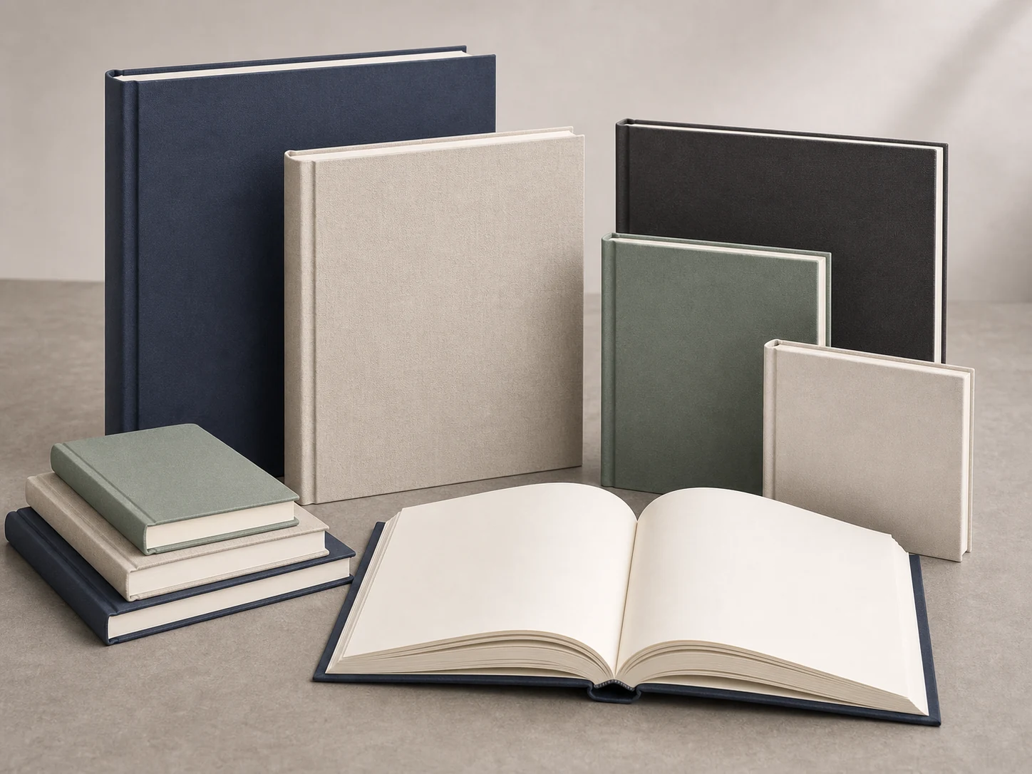 Publisher hardcover presentation set with casebound samples