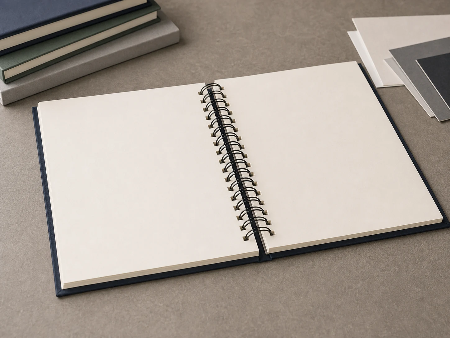 Wire-O book opened flat with interior pages